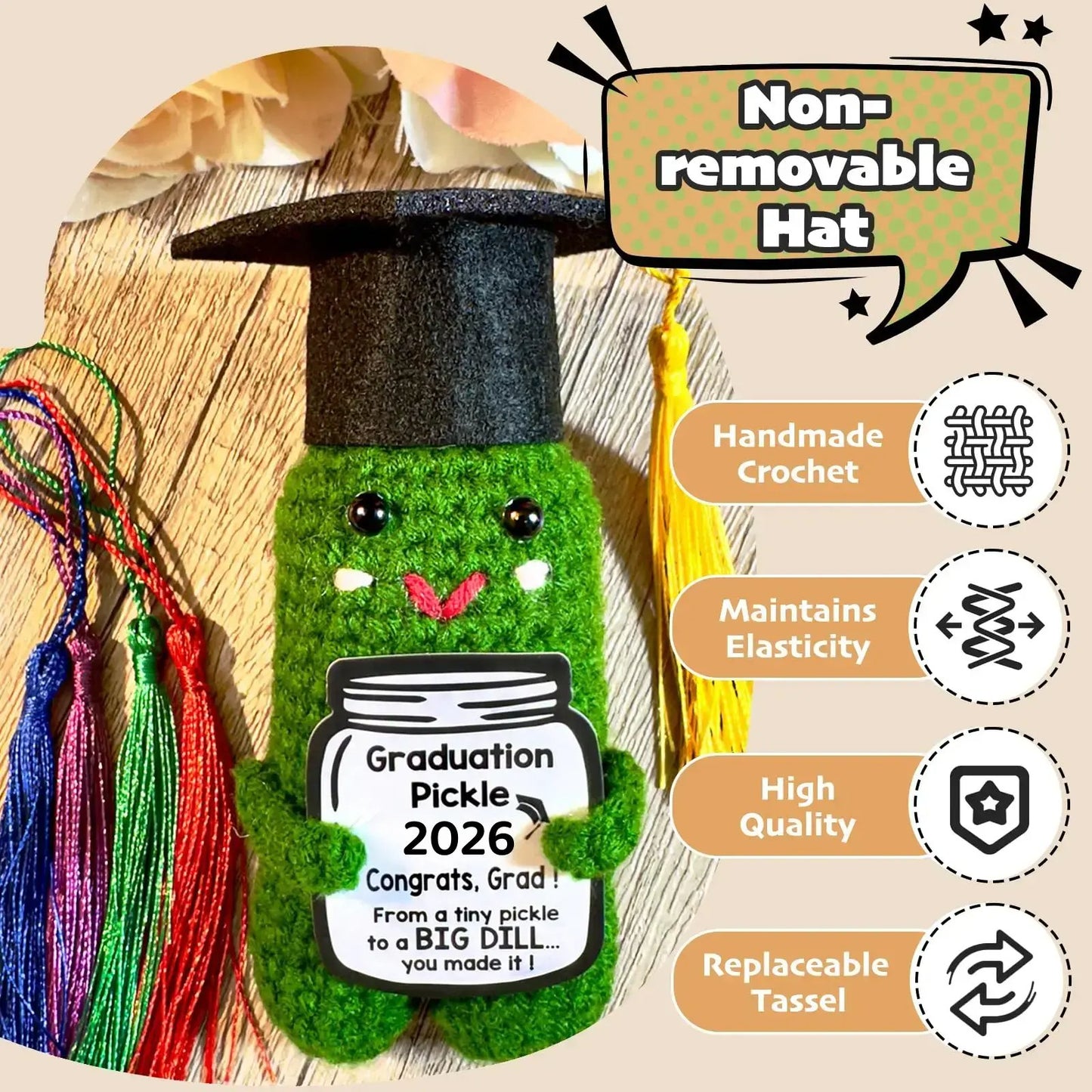 🎓Graduation Pickle Funny Handmade Crochet Grad Gifts for Him Her