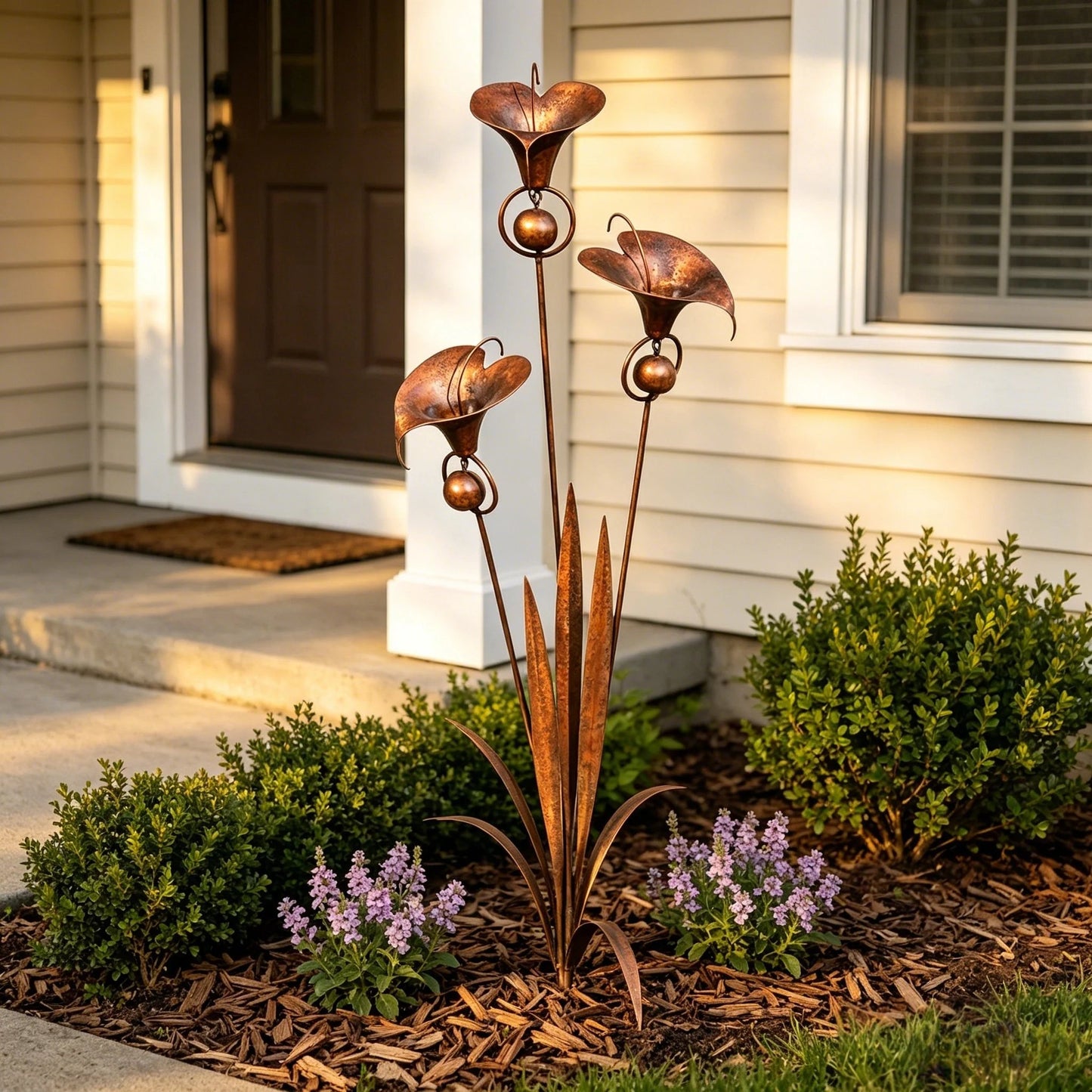 🏡 Three Calla Lilies Garden Stake with Bells