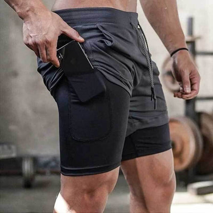 Men's 2 in 1 Quick Dry Gym Running Shorts With Liner