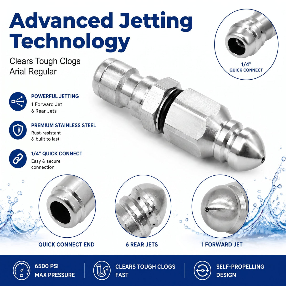 🔧Stainless Steel Powerful Pipe Sewer Cleaning and Unclogging Nozzle