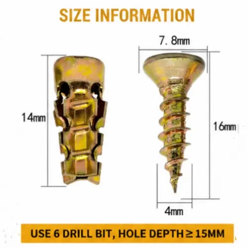 🔥LAST DAY 49% OFF - 🛠️🔩 6×14mm Short Expansion Screw Set for Cabinet Hinge Repair & Stripped Thread Restoration