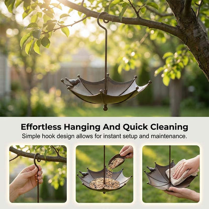 🐦 49% OFF NOW! ✨ Hanging Umbrella Bird Feeder & Bath – Dual-Use, Rust-Resistant, Vintage Style & Perfect for Garden Decor ☂️