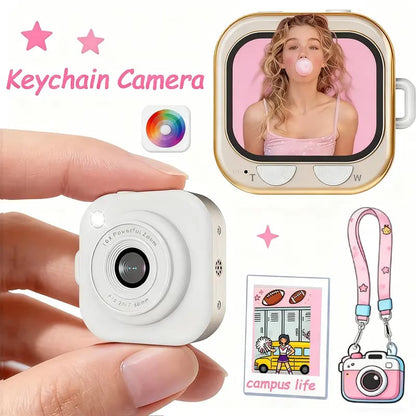 Mini Keychain Digital Camera, Y2K Pocket-Size Camera 2.5K HD with 64MP Lens
