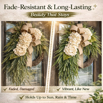 🌸Handcrafted Hydrangea Wreath – The Perfect All-Season Front Door Decor