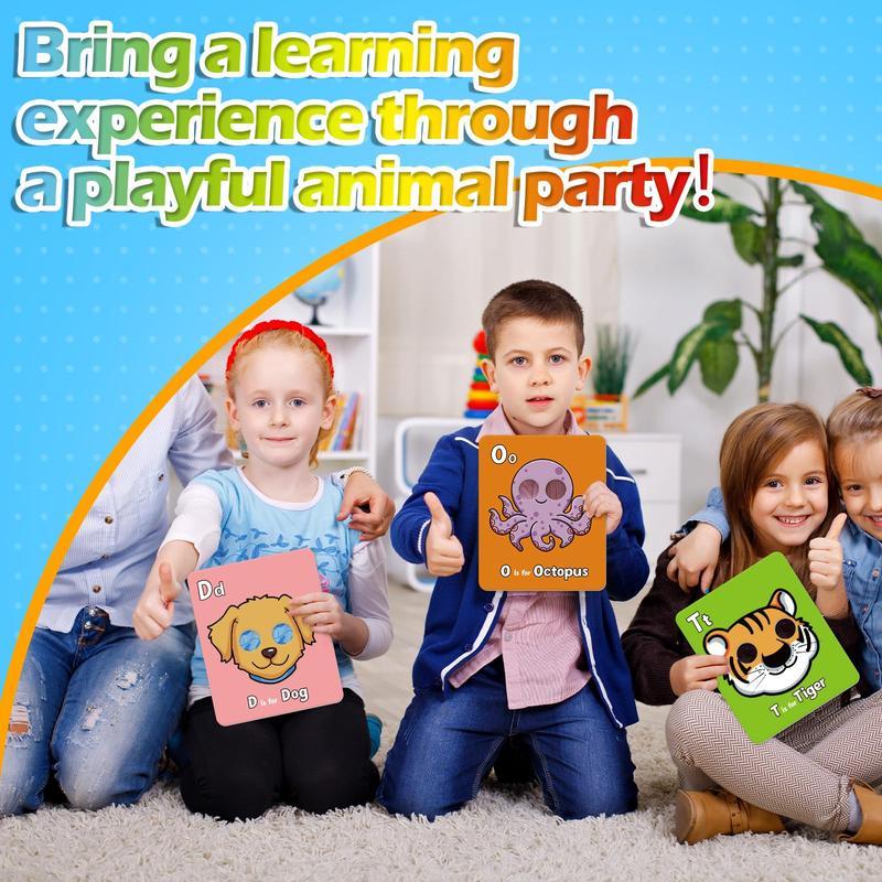 ✨🔥26 Pcs Alphabet ABC Flash Cards with Animal Masks