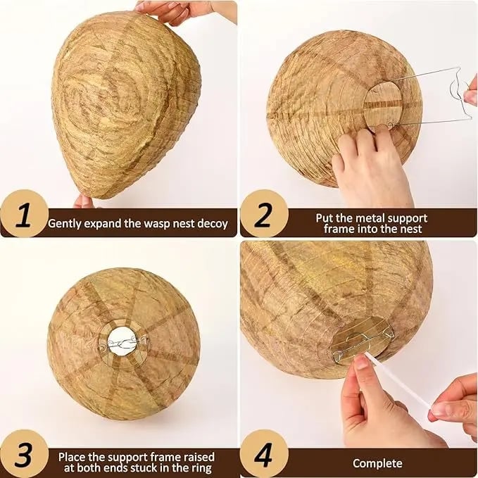 🐝Outdoor Hanging Fake Hornet Nest, Natural Wasp Repellent (8.6*11 inch)👍