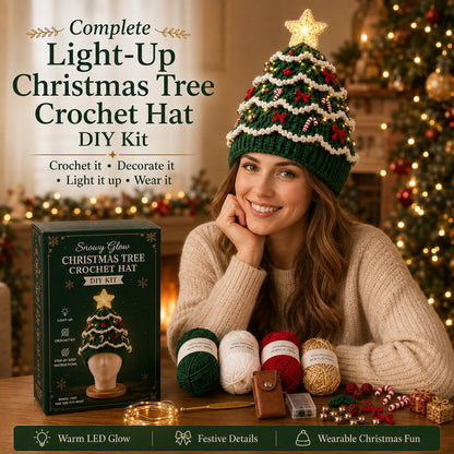 🎄Complete Light-Up Christmas Tree Crochet Hat DIY Kit