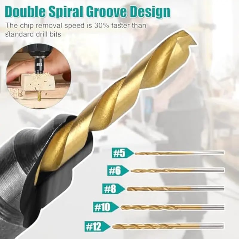 🛠️ 5PCS Countersink Drill Bit Set – Precision Drilling for Perfect Screw Holes
