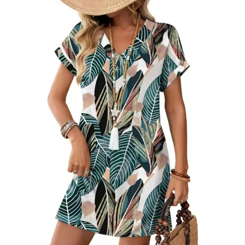🎁48% OFF💥Women's Summer Casual V-Neck T-Shirt Dress