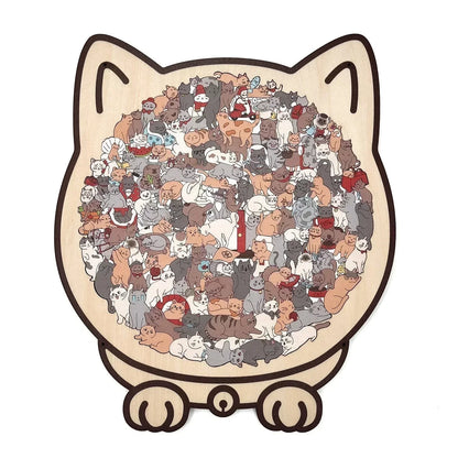 🎁Christmas Sale 49% OFF🎅135-Piece Morandi-Colored Cat Shaped Wooden Jigsaw Puzzle