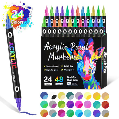🔥Dual Tip Acrylic Paint Pen Marker - 24/48/72/120Colors