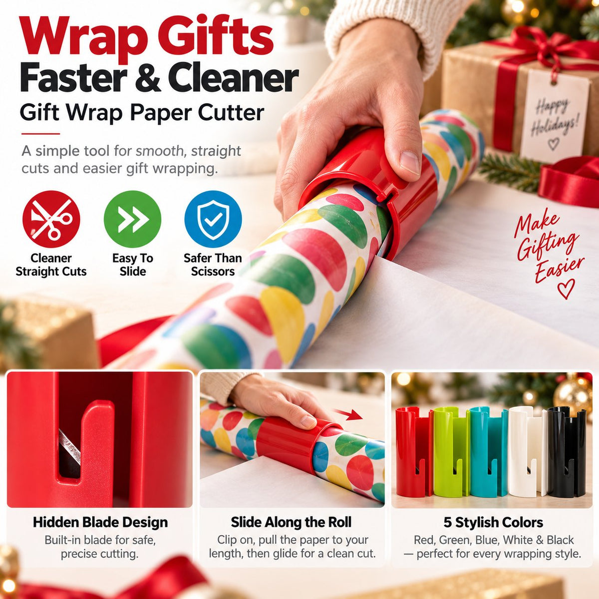 Gift wrapping paper slicer