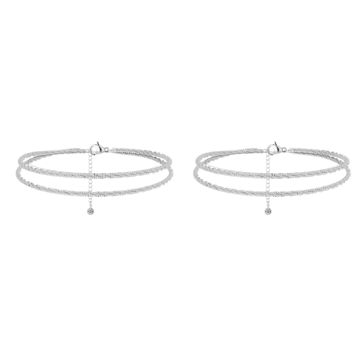 💜 BUY 1 GET 1 FREE 💜 Dainty Layered Waterproof Anklet – Adjustable Silver Chain, Hypoallergenic & Perfect for Summer 🌊