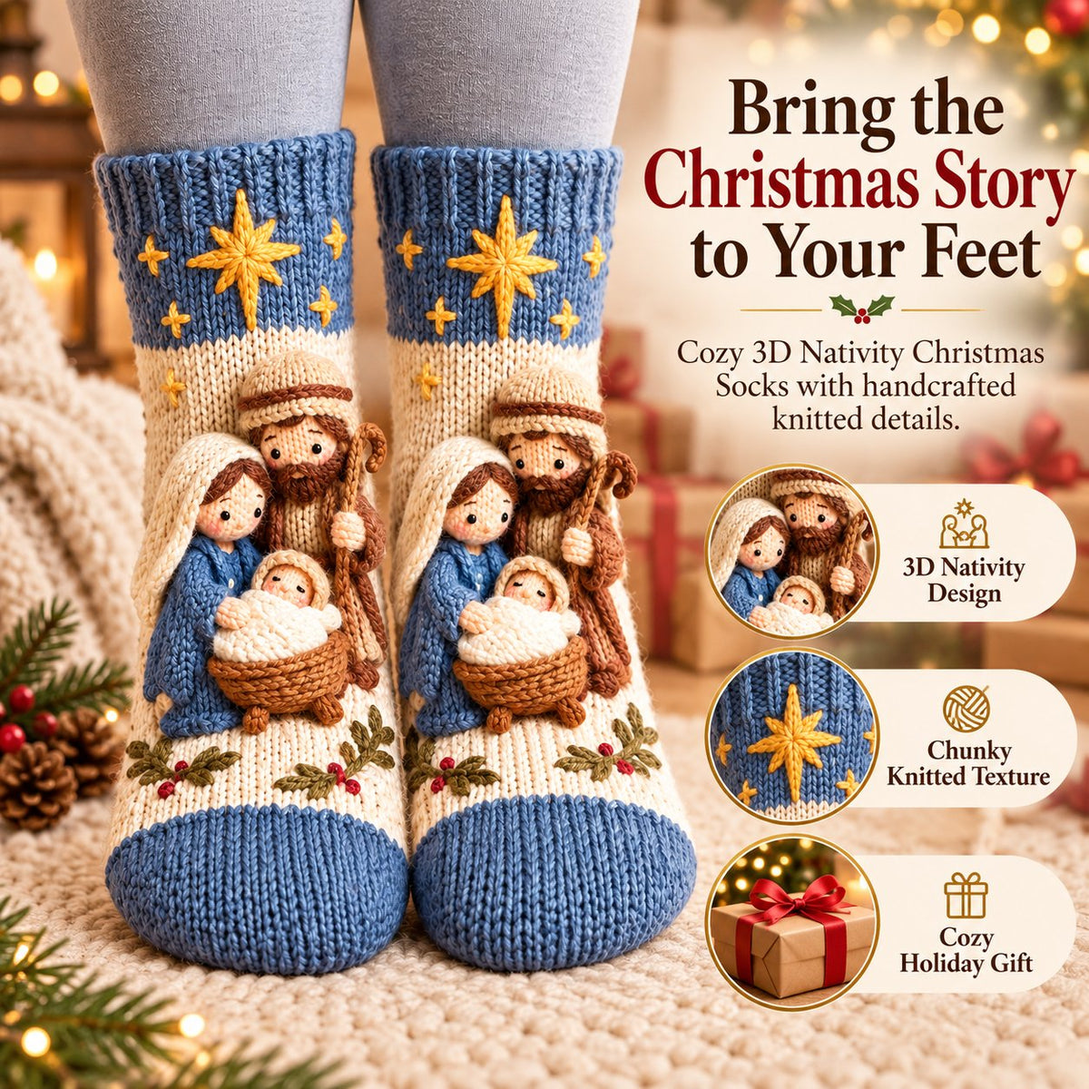 🎄Last Day 50% OFF-3D Nativity Christmas Socks