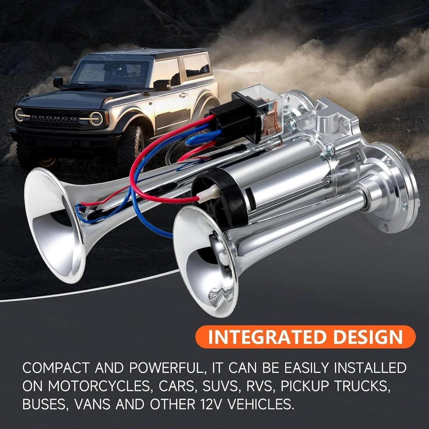 🚗🔧2026 Upgraded 12V Dual Air Horn Kit – 130DB Super Loud Dual Horn with Compressor for Cars, Trucks, SUVs, Boats & More