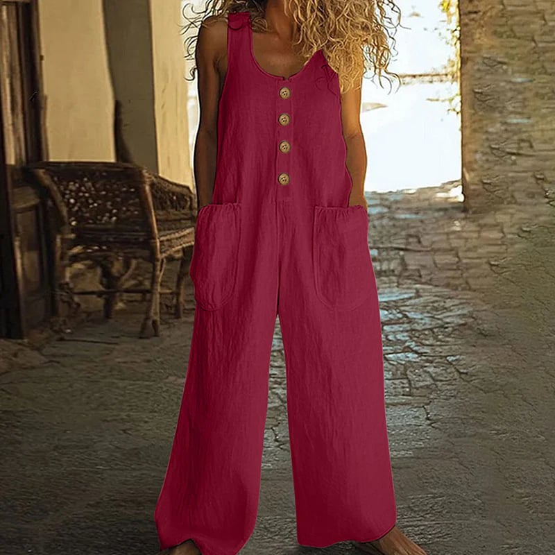 💥New Arrivals & Special Offers-Women's Sleeveless Wide-Leg Jumpsuit with Pockets