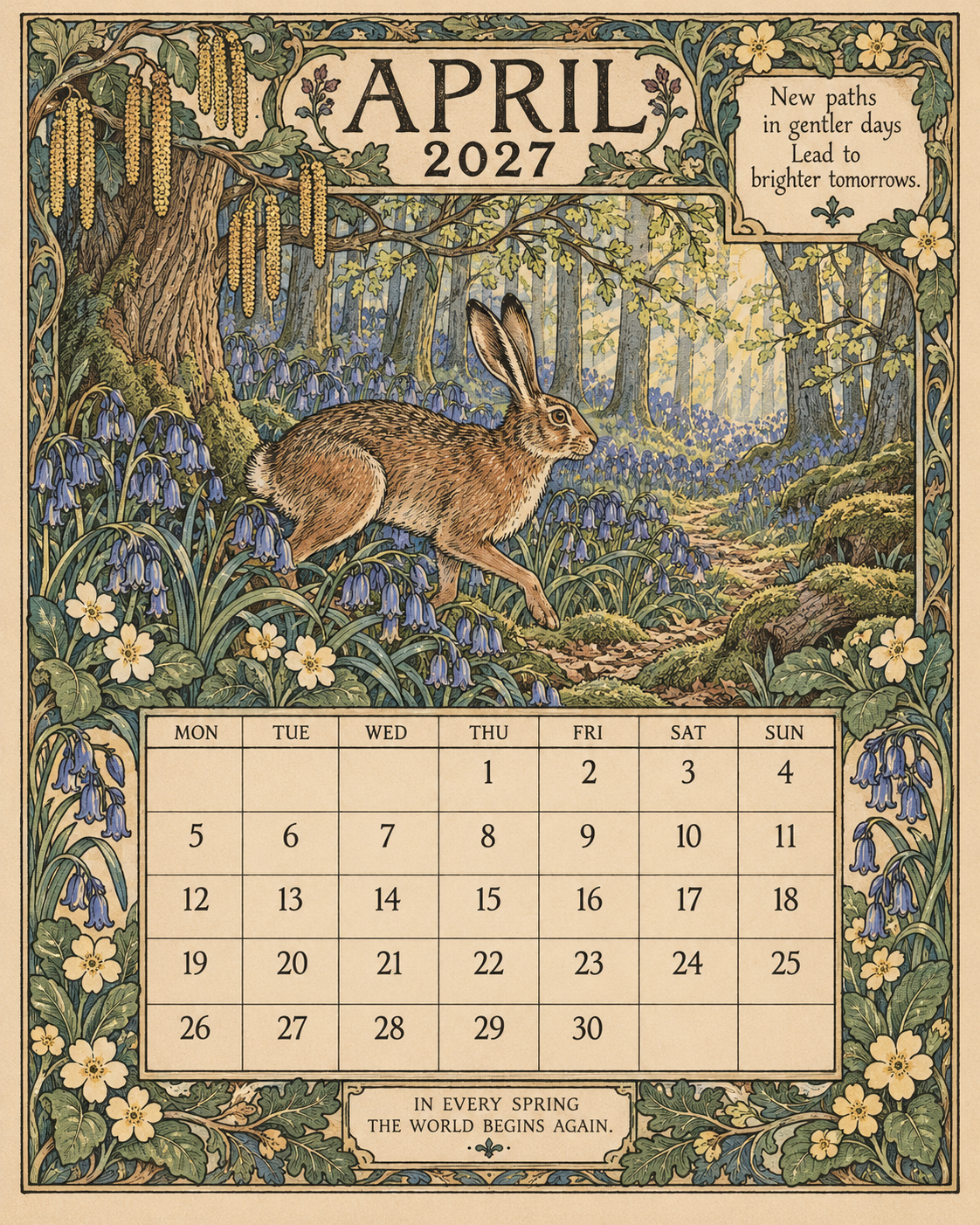 A Year In Britain 2027 – Vintage Storybook Wall Calendar