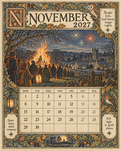 A Year In Britain 2027 – Vintage Storybook Wall Calendar