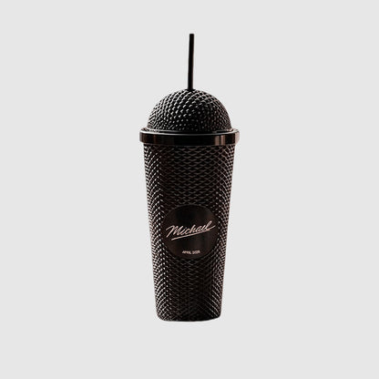 Superstar Microphone-Shaped Tumbler | Unique Gold & Black Drinkware