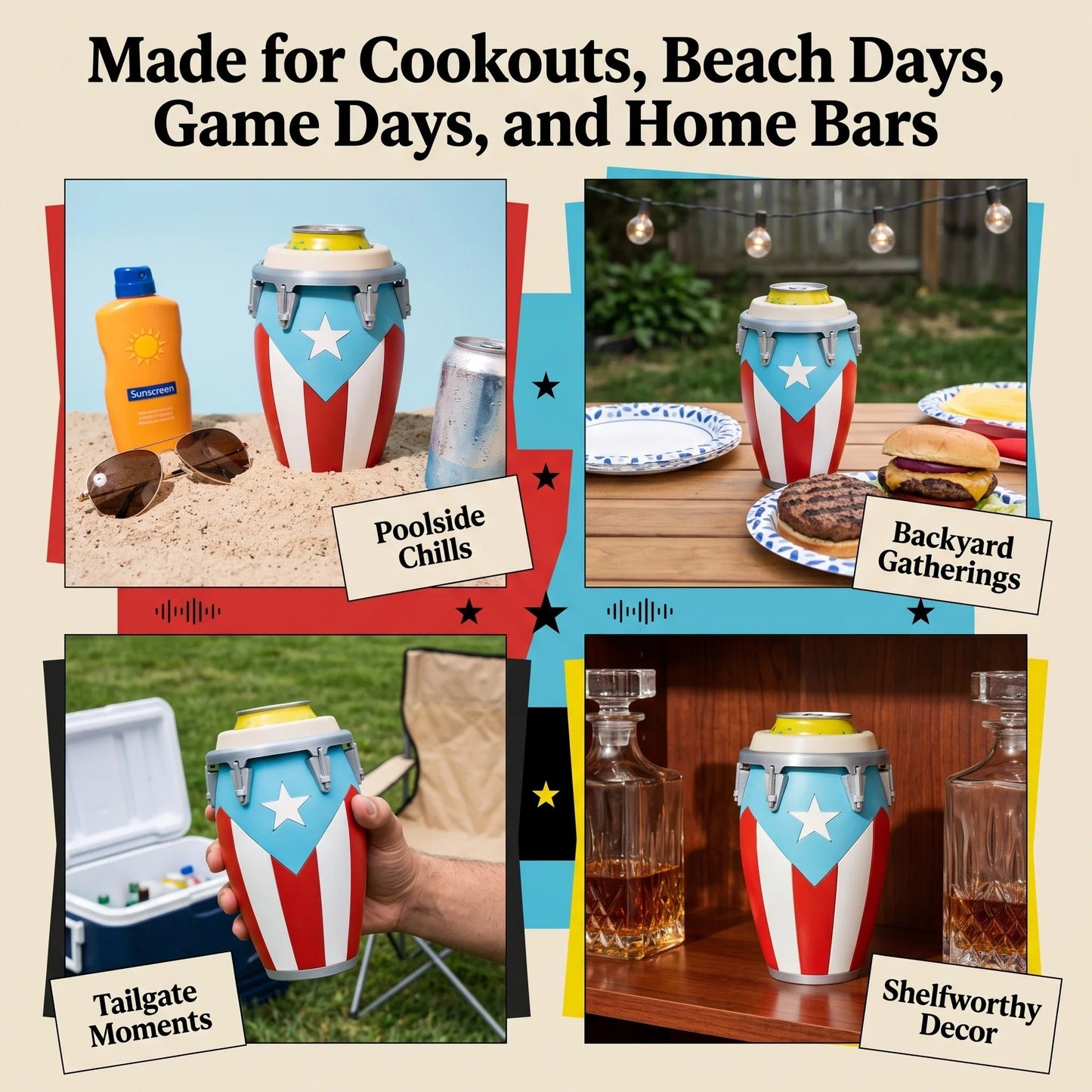 🪘Conga-Style Can Holder – Celebrate Caribbean Pride, One Sip at a Time