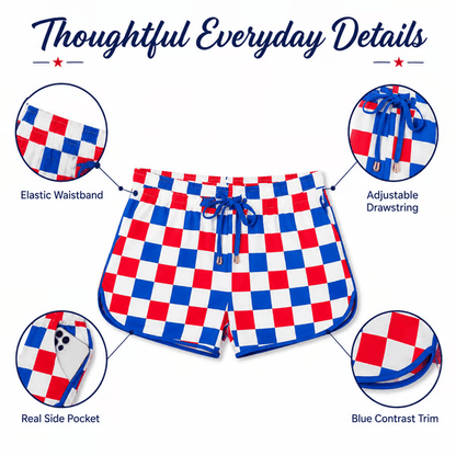🇺🇸 Patriotic Checkered Casual Shorts for Women