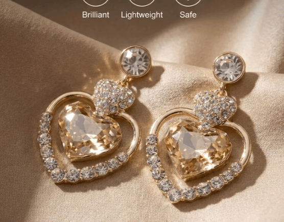 💖 49% OFF NOW! ✨ Women's Sparkling Double Heart Drop Earrings – Cubic zirconia – Romantic design, lightweight – perfect for daily wear or gifting 💎
