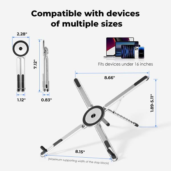 Adjustable Foldable Laptop Stand with Magnetic Phone Holder – Ergonomic & Portable