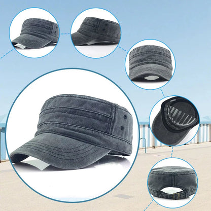 🧢Flat-Top Duckbill Cap – Fashionable, Breathable, Distressed