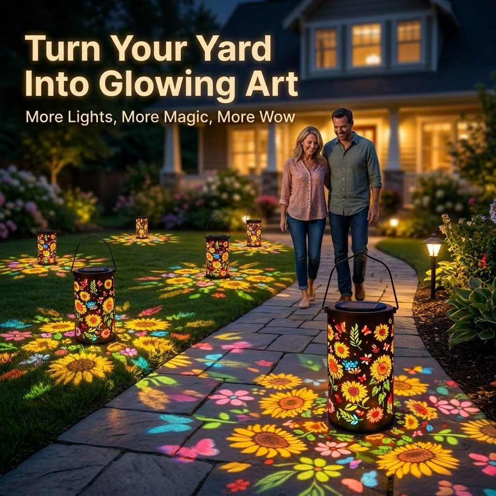 ✨Solar Lanterns with Projection – Sunflower & Butterfly Ground Art Lights