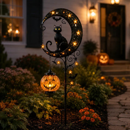 (🎁Halloween Early Bird Special Sale 49% OFF)🎃🐈🌙Pumpkin Moon Garden Stake Light