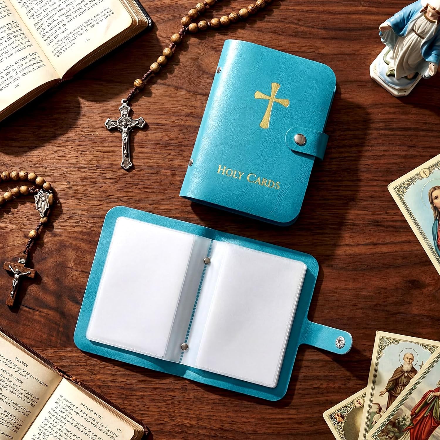 ✝️ Catholic Genuine Leather Holy Card Holder – Pocket Prayer