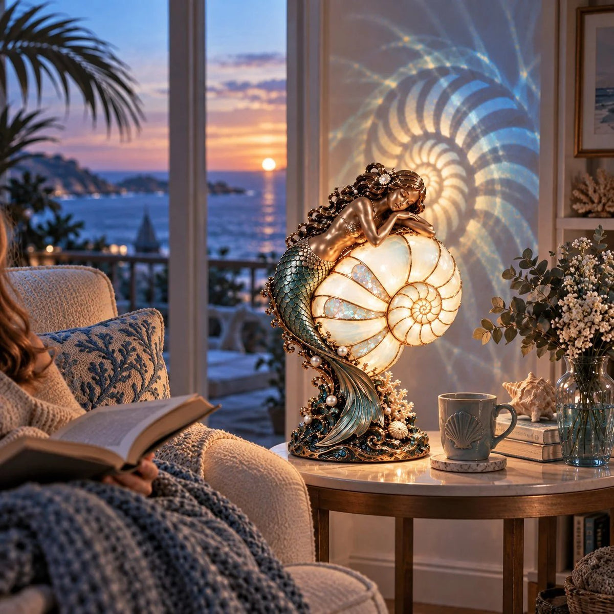 ✨ Moon Tide Mermaid Nautilus Lamp🐚✨