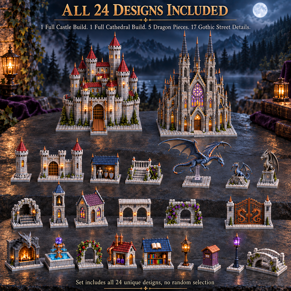 24-day Medieval Magic Dragon Castle Cathedral Advent Calendar
