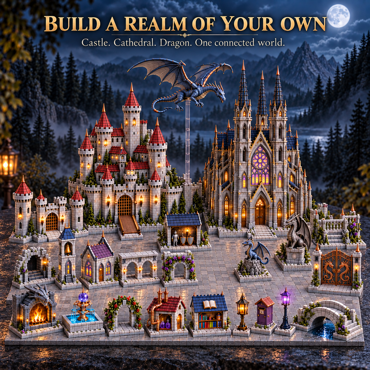 24-day Medieval Magic Dragon Castle Cathedral Advent Calendar