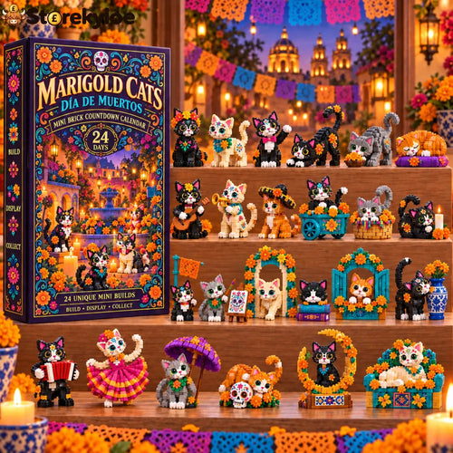 Christmas Kickoff 49% Off - 2026 Days Of Marigold Cats Blind Box - 24-day Festive Countdown, Day Of The Dead Cat Themed Collectible Miniatures Blind Box - Gift For Cat Lovers