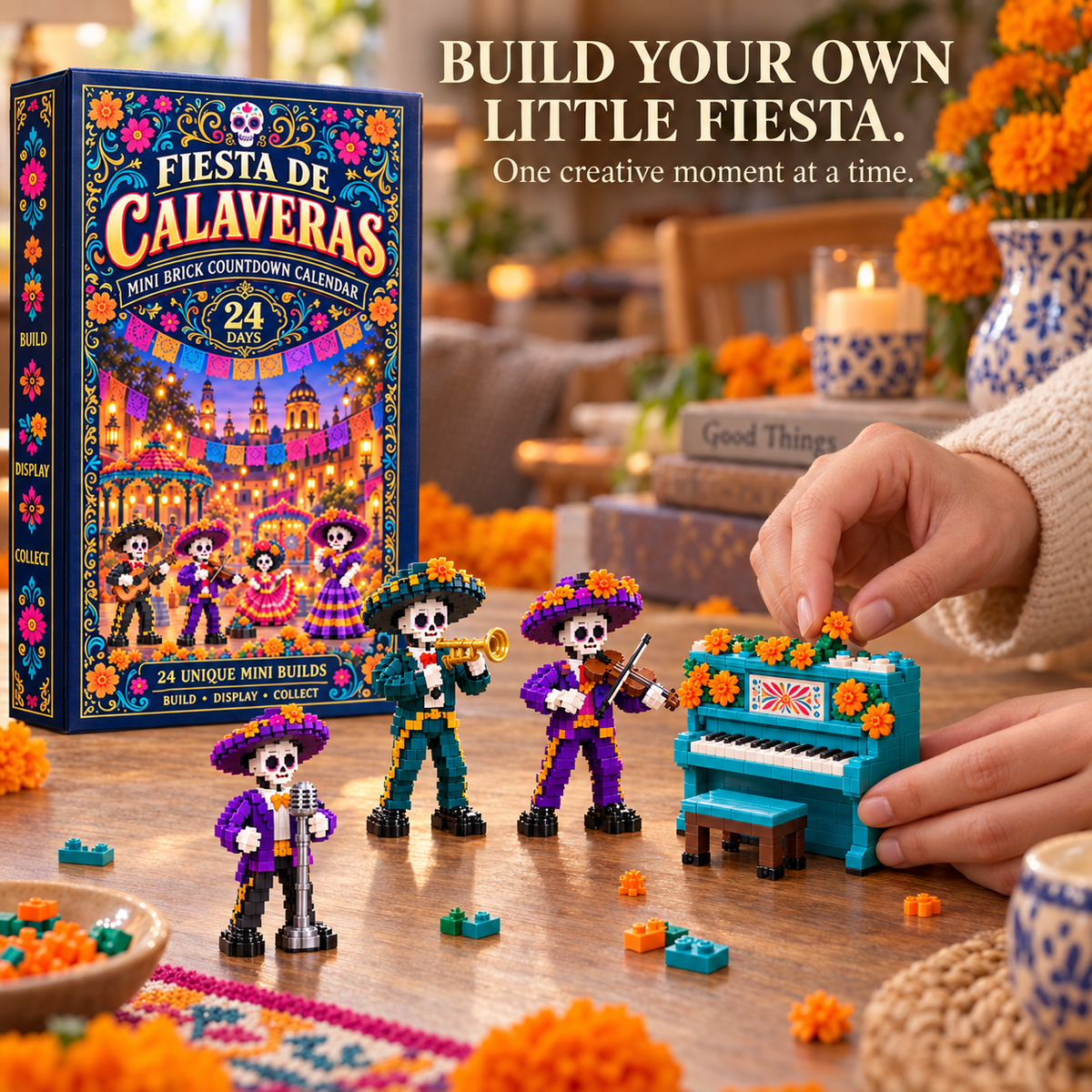 Christmas Kickoff 49% Off - 2026 Days Of Fiesta De Calaveras Blind Box - 24-day Festive Countdown, Day Of The Dead Skeleton Band Themed Collectible Miniatures Blind Box - Gift For Music Lovers