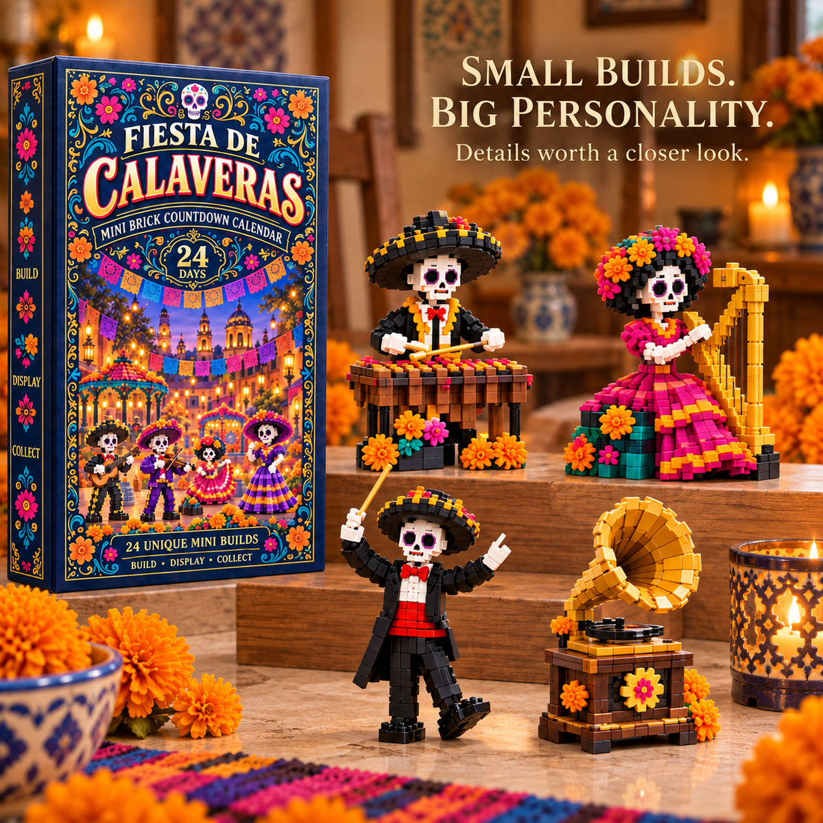 Christmas Kickoff 49% Off - 2026 Days Of Fiesta De Calaveras Blind Box - 24-day Festive Countdown, Day Of The Dead Skeleton Band Themed Collectible Miniatures Blind Box - Gift For Music Lovers