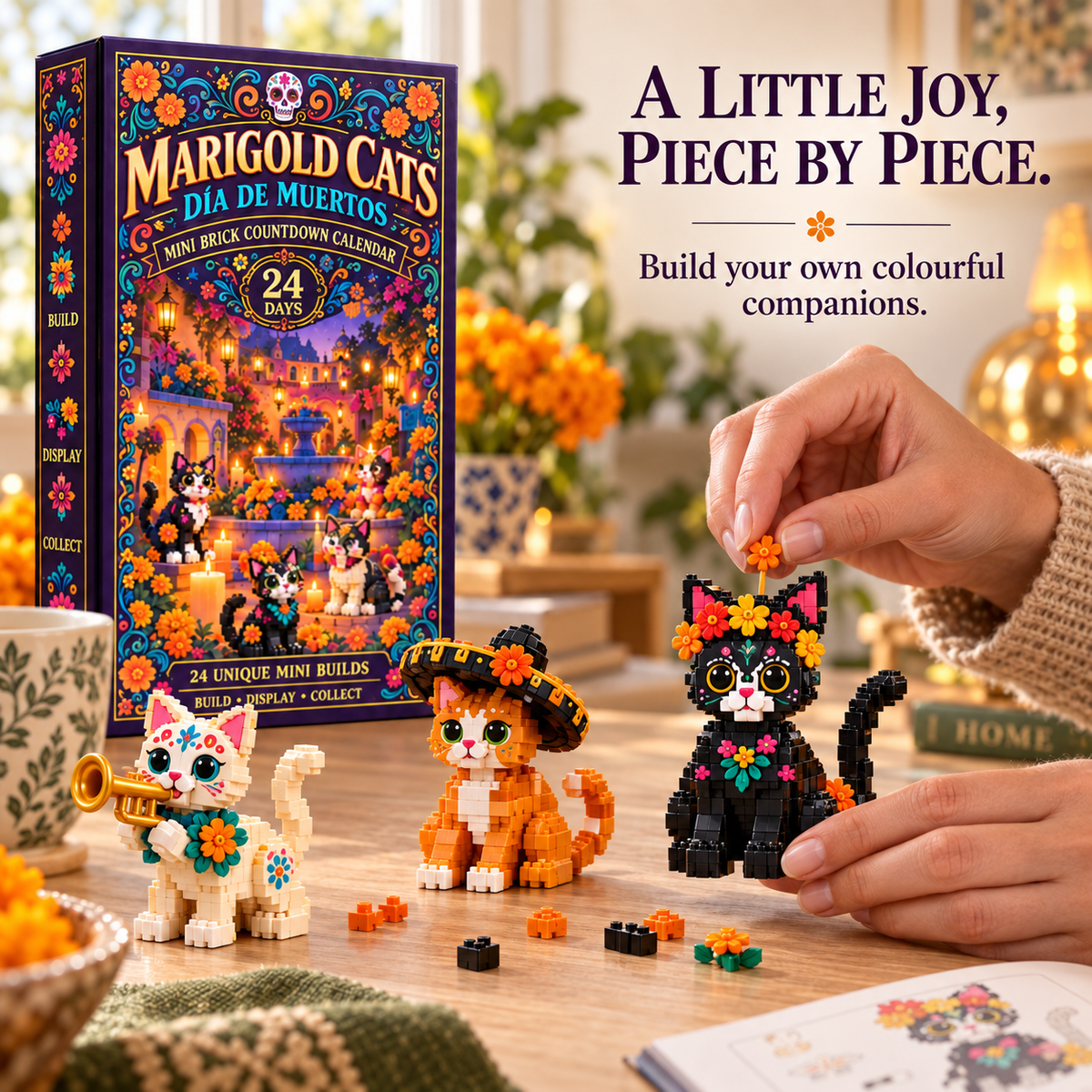 Christmas Kickoff 49% Off - 2026 Days Of Marigold Cats Blind Box - 24-day Festive Countdown, Day Of The Dead Cat Themed Collectible Miniatures Blind Box - Gift For Cat Lovers