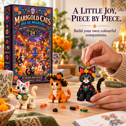 Christmas Kickoff 49% Off - 2026 Days Of Marigold Cats Blind Box - 24-day Festive Countdown, Day Of The Dead Cat Themed Collectible Miniatures Blind Box - Gift For Cat Lovers