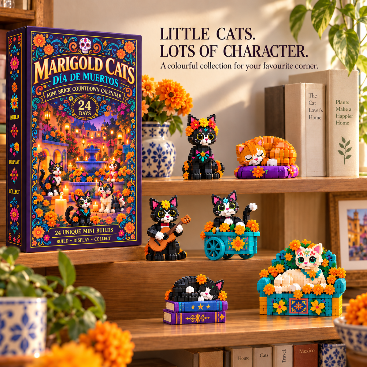 Christmas Kickoff 49% Off - 2026 Days Of Marigold Cats Blind Box - 24-day Festive Countdown, Day Of The Dead Cat Themed Collectible Miniatures Blind Box - Gift For Cat Lovers