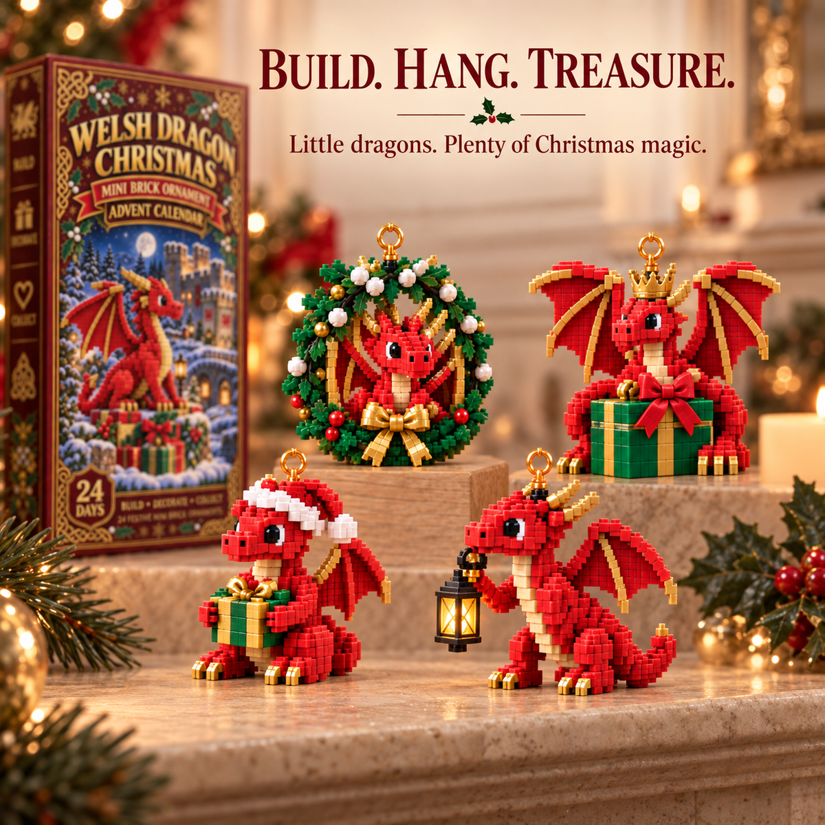 Christmas Kickoff 49% Off - 2026 Days Of Welsh Dragon Christmas Blind Box - 24-day Festive Countdown, Welsh Dragon Themed Collectible Miniatures Blind Box - Gift For Dragon Lovers