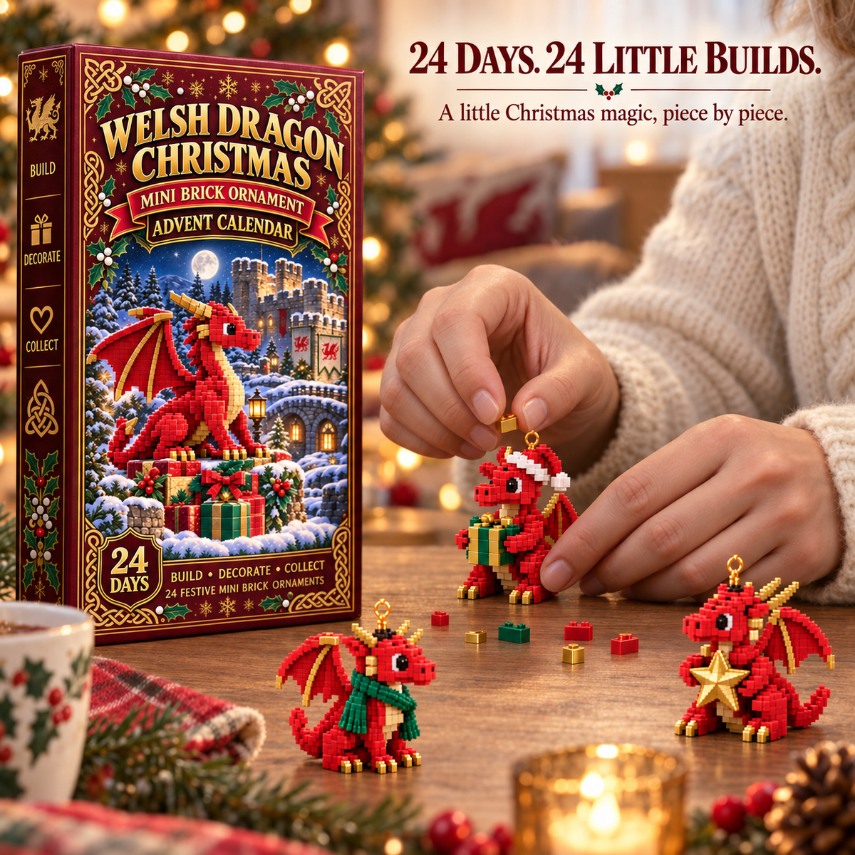 Christmas Kickoff 49% Off - 2026 Days Of Welsh Dragon Christmas Blind Box - 24-day Festive Countdown, Welsh Dragon Themed Collectible Miniatures Blind Box - Gift For Dragon Lovers