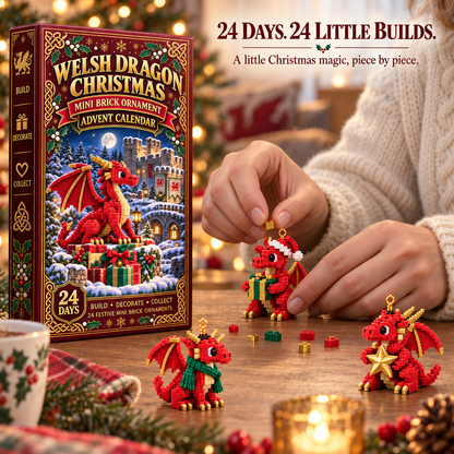 Christmas Kickoff 49% Off - 2026 Days Of Welsh Dragon Christmas Blind Box - 24-day Festive Countdown, Welsh Dragon Themed Collectible Miniatures Blind Box - Gift For Dragon Lovers