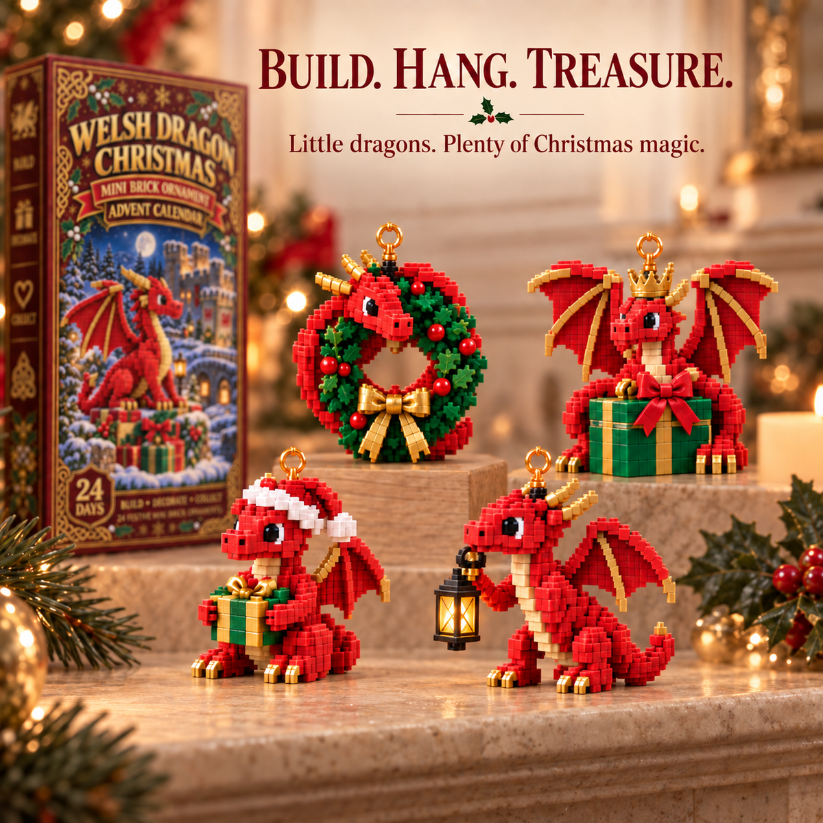 Christmas Kickoff 49% Off - 2026 Days Of Welsh Dragon Christmas Blind Box - 24-day Festive Countdown, Welsh Dragon Themed Collectible Miniatures Blind Box - Gift For Dragon Lovers