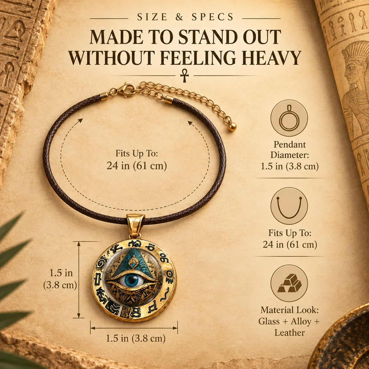 Egyptian Eye Round Glass Pendant Necklace