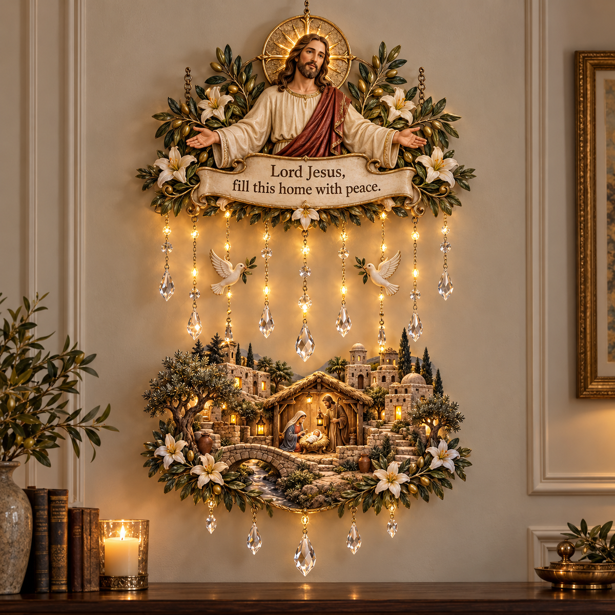 Light Of Grace – Jesus Prayer Wall Light With Nativity Scene