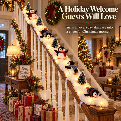 🔥hot Sale 40% Off🔥playful Penguin Snowy Stair Railing Decor