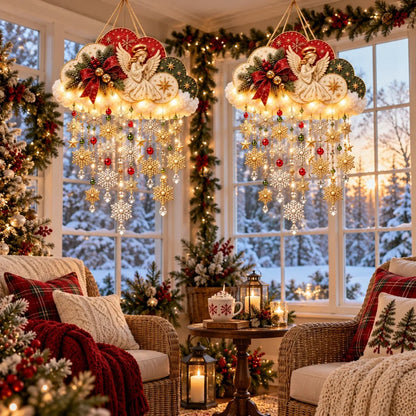 🔥✨ Angelic Christmas Snowfall Cloud – Lighted Hanging Holiday Decor☁️✨