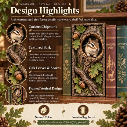 🔥last Day 50% Off - 📚woodland Chipmunk Book Nook
