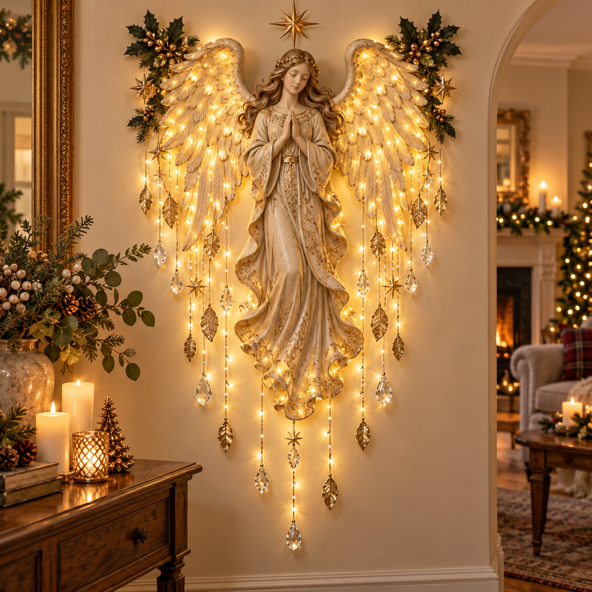 🔥last Day 49% Off -👼 Golden Prayer Angel Starfall™ Wall Sconce – A Sacred Holiday Radiance Awakens On Your Wall 🔥
